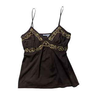 Top Y2K deadstock cafe con dorado Talla M